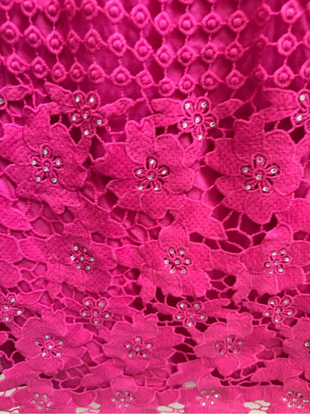 INC Sleeveless Fuchsia Crochet Lace Tank Top w/ Rhinestones, Size Lp, NWOT - Picture 4 of 6